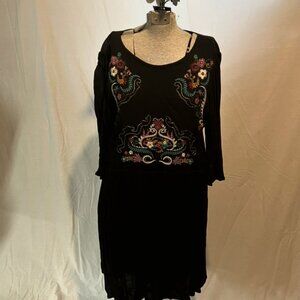 Black Embroidered Tunic Dress